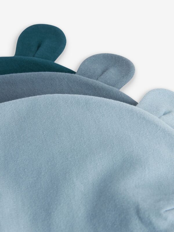 Mid Blue Baby 100% Cotton Beanies 3 Pack