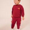 Burgundy Red Dinosaur Spikes Crew Sweatshirt And Joggers Set