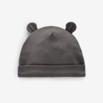 Black/White Bear Ear Beanie Baby Hats 3 Pack