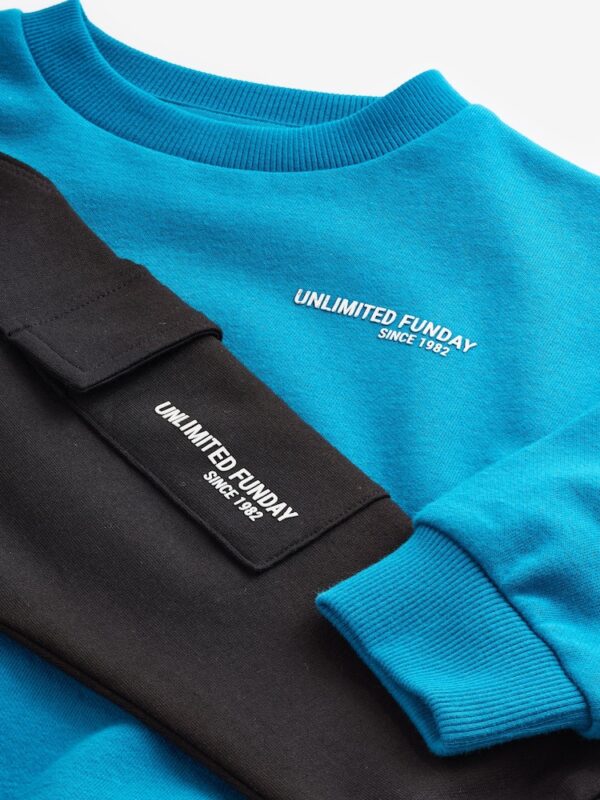 Teal Blue/Black Utility Sweatshirt and Super Skinny Joggers Set