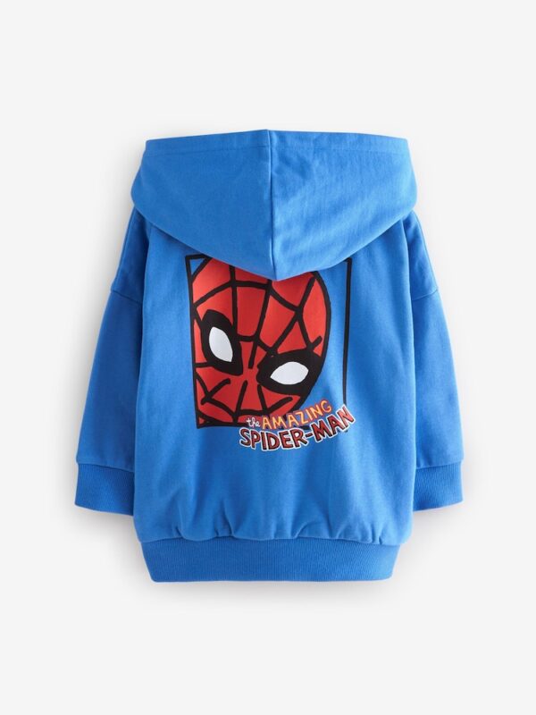 Blue/Red Spider-Man Zip Through 100% Cotton Hoodie