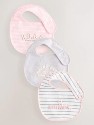 Pink/Grey Baby Bibs 3 Pack