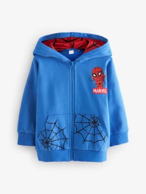 Blue/Red Spider-Man Zip Through 100% Cotton Hoodie