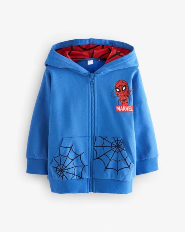 Blue/Red Spider-Man Zip Through 100% Cotton Hoodie