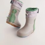 Grey Dinosaur Thermal Thinsulate™ Lined Cuff Wellies