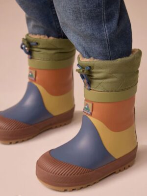 Blue/Green Colourblock Thermal Thinsulate™ Lined Cuff Wellies