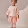Pink Sweatshirt Skirt and Leggings 2 Piece Set