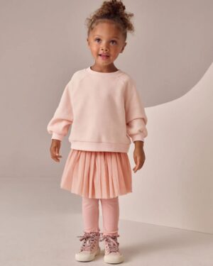 Pink Sweatshirt Skirt and Leggings 2 Piece Set