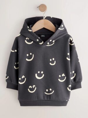 Black/White Long Sleeve Printed Hoodie