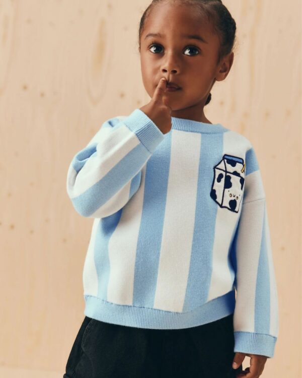 Light Blue Knitted Crew Neck Jumper