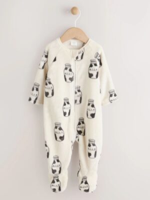 White Milk Fleece Baby Sleepsuit