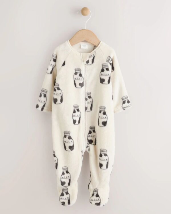 White Milk Fleece Baby Sleepsuit