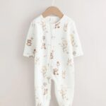 Cream Baby Two Way Zip Fleece Lined Sleepsuit