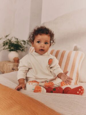 Pumpkin Print Baby Halloween Sweat Top and Joggers Set