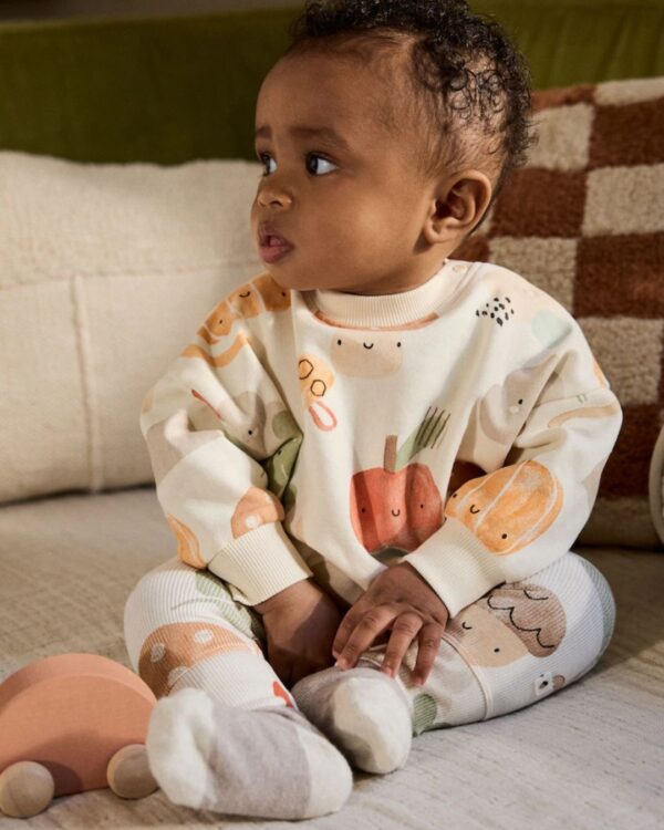 Orange Autumnal Sweatshirt and Leggings Baby Set