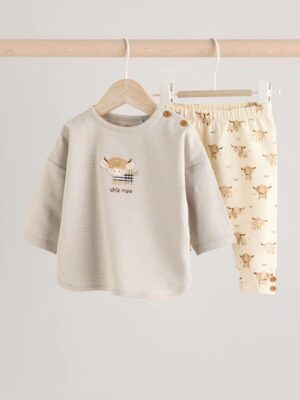Beige Hamish Baby T Shirt and Legging Set