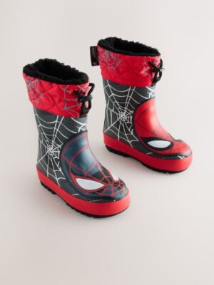 Black/Red Spiderman Thermal Thinsulate™ Lined Cuff Wellies