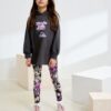 Grafitti Charcoal Grey Graphic Print Hoodie Leggings Set