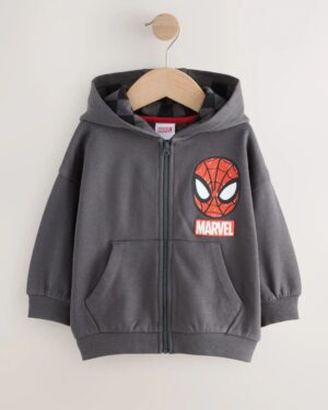 Black Marvel Zip Through Hoodie