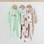 Green Hamish Baby Two Way Zip Sleepsuits 3 Pack