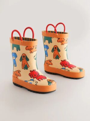 Orange Dog Handle Pull On Wellies