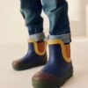 Navy Colourblock Warm Lined Ankle Wellies