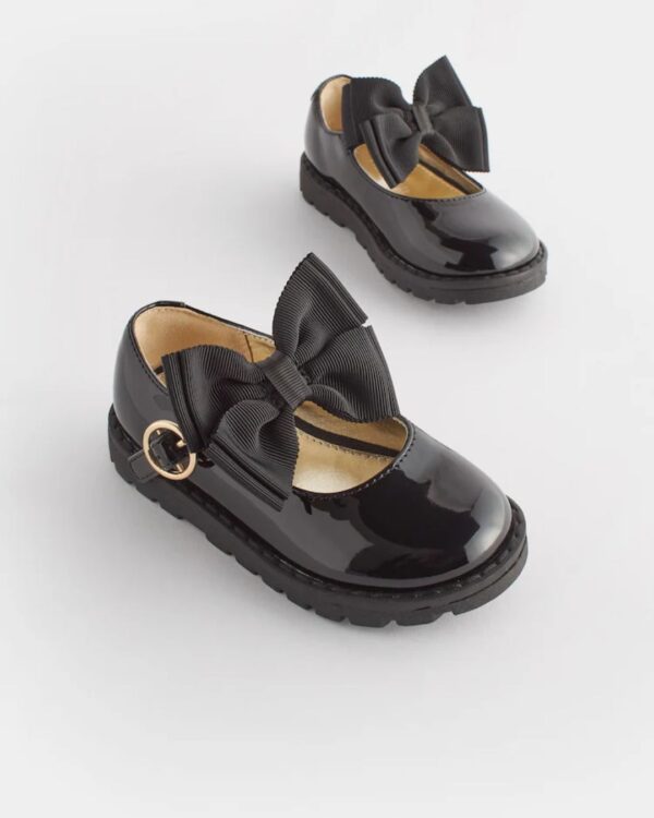 Black Standard Fit (F) Chunky Bow Mary Jane Shoes