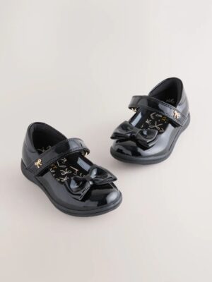 Black Patent Wide Fit (G) Bow Mary Jane School Shoes