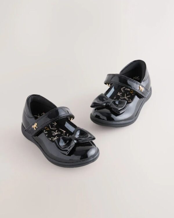 Black Patent Wide Fit (G) Bow Mary Jane School Shoes