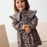 Leopard Print Long Sleeve Collared Dress