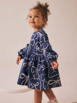 Navy Bow Sweat Dress
