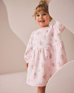 Cream Floral Sweat Dress