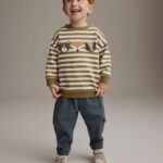 Green/Ecru Stripe Sweatshirt and Utility Joggers 2 Piece Set