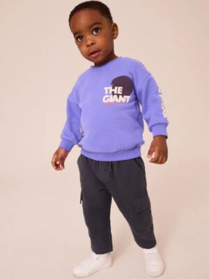 Lilac Purple Sweatshirt and Utility Joggers 2 Piece Set