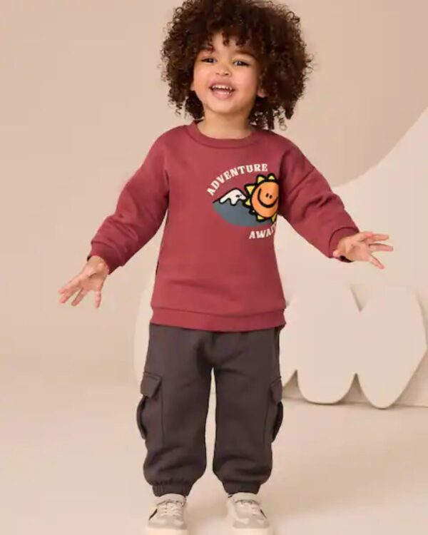 Burgundy Red Sweatshirt and Utility Joggers Set