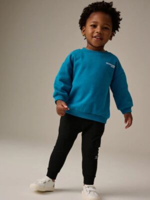 Teal Blue/Black Utility Sweatshirt and Super Skinny Joggers Set