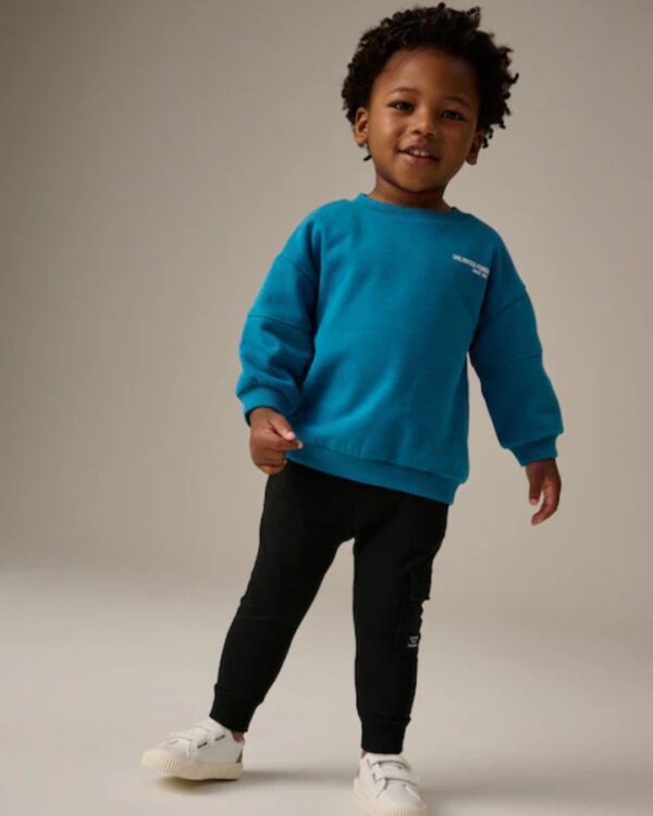 Teal Blue/Black Utility Sweatshirt and Super Skinny Joggers Set