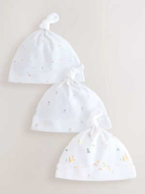White Baby Tie Top Hats 3 Pack
