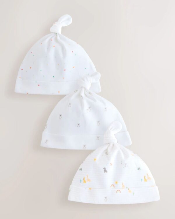 White Baby Tie Top Hats 3 Pack