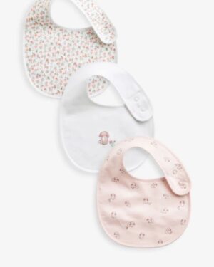 Pink Baby 100% Cotton Bibs 3 Pack