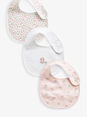 Pink Baby 100% Cotton Bibs 3 Pack