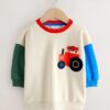 Ecru Colourblock Appliqué Crew Neck Jersey Sweatshirt