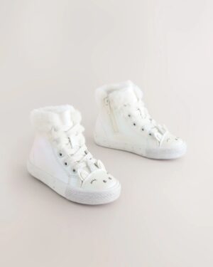 White Shimmer Unicorn Standard Fit (F) Character High Top Trainers