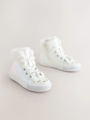 White Shimmer Unicorn Standard Fit (F) Character High Top Trainers