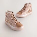 Gold Wide Fit (G) Star High Top Trainers