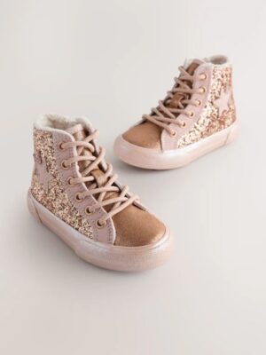 Gold Wide Fit (G) Star High Top Trainers