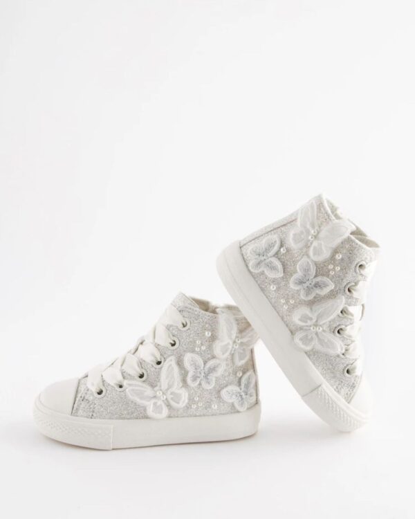 Butterfly Glitter Lace-Up High Top Trainers
