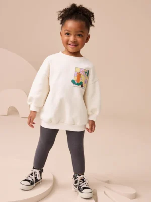 Cream Rainbow Graphic Print Sweatshirt & Leggings Set