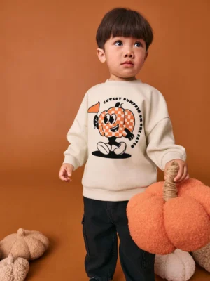 Ecru Pumpkin Halloween Sweatshirt