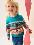 Teal Blue Fairisle Knitted Christmas Jumper